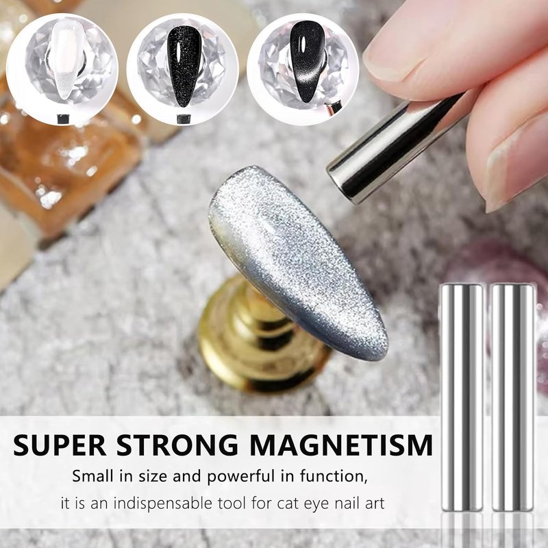 Skiennix Cat Eye Nail Magnet Tool Set - 46 Pcs Double-Head Magnets & Round Beads for DIY Manicure