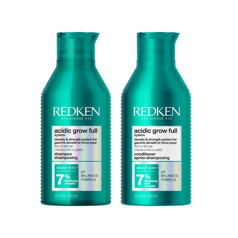 Redken Acidic Grow Full System Densifying Shampoo & Conditioner Hair Set - For Fuller, Thicker-Looking Hair, Gentle Cleansing & Scalp Moisturizing, With Azelaic Acid