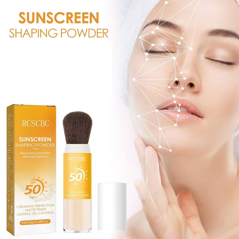 Regine Switzerland SPF 50 Powder Sunscreen - Lightweight Brush for Face & Scalp, All Skin Types (1 PCS)