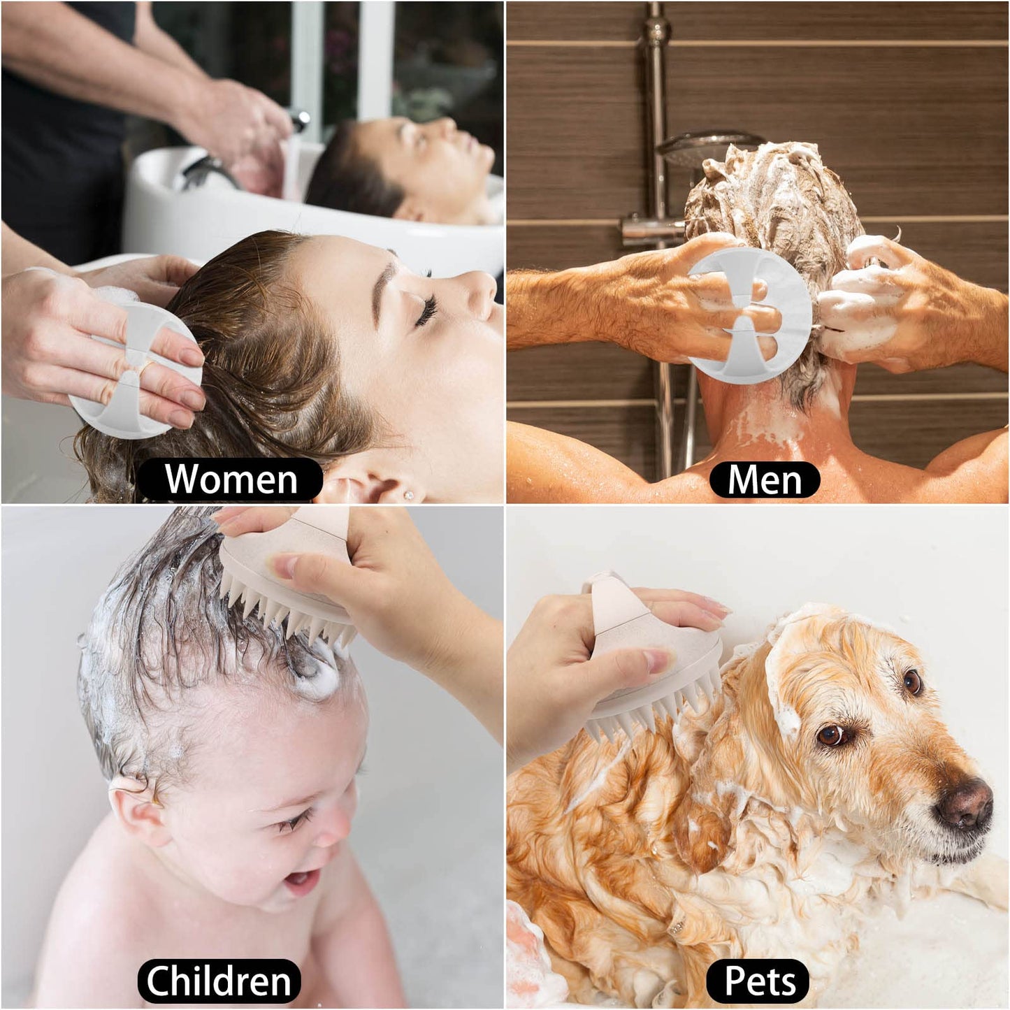 BTYMS 3 Pcs Silicone Scalp Scrubber Shampoo Brush Scalp Massager & Exfoliating Brush for Dandruff Removal, Hair Growth-Multi-Color