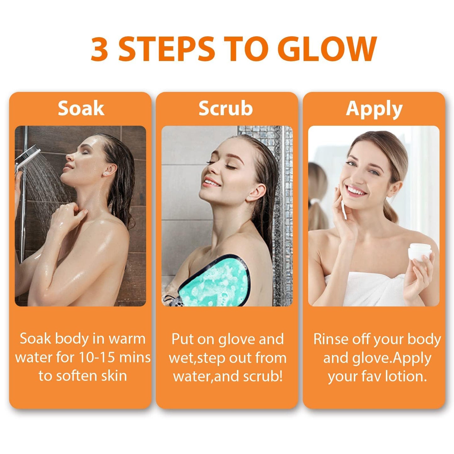 Exfoliating Gloves 2 Pcs, Exfoliating Body Scrubber for Bath Shower Exfoliation, Body Scrub Exfoliator Loofah Sponge for Dead Skin Remover, Korean Exfoliating Mitt (Green)