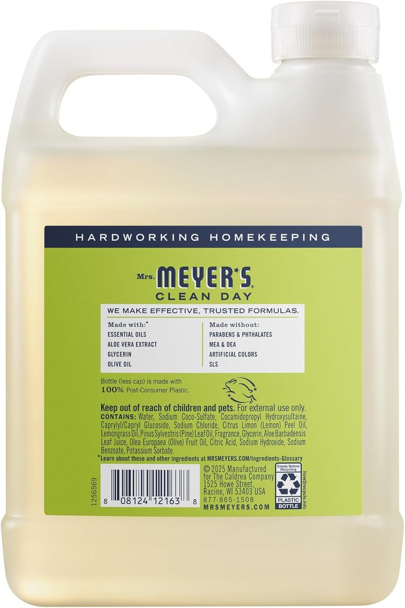 Mrs. Meyer's Clean Day Hand Soap Refill - Lemon Verbena Scent | 33 Fl Oz Bottle