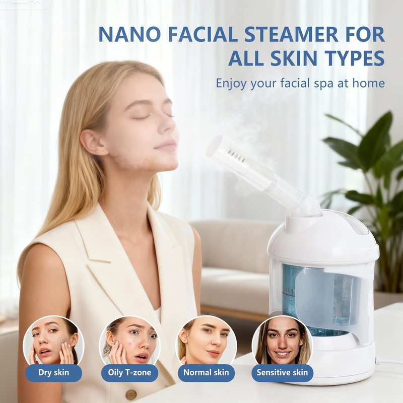Skiennix 3-in-1 Facial Steamer | Portable Hot Mist Moisturizer & Hair Steamer for Home Spa