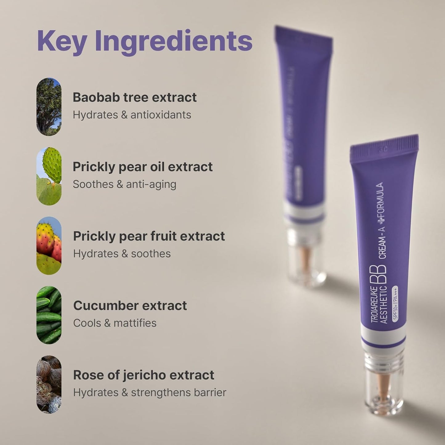 TROIAREUKE Aesthetic BB Cream A+ Formula - Lightweight Tinted Moisturizer for Oily Skin | 21 Beige, SPF50+ PA+++