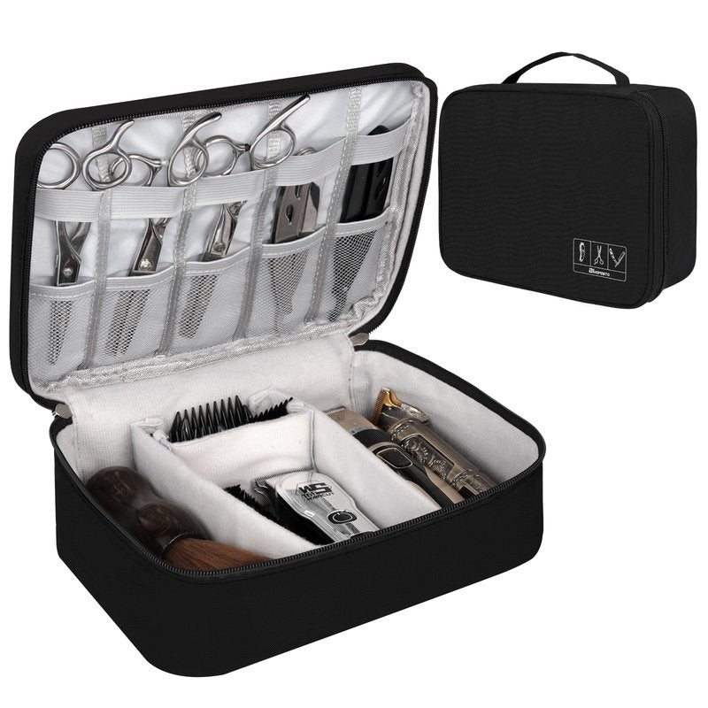 Barber Tools Bag Barber Case Hair Tools Travel Bag Clipper Guard Holder for Clippers and Supplies Hair Cutting Scissors Storage Bag Portable Clipper Storage Holder Organizer for Hair Cutting (Black)