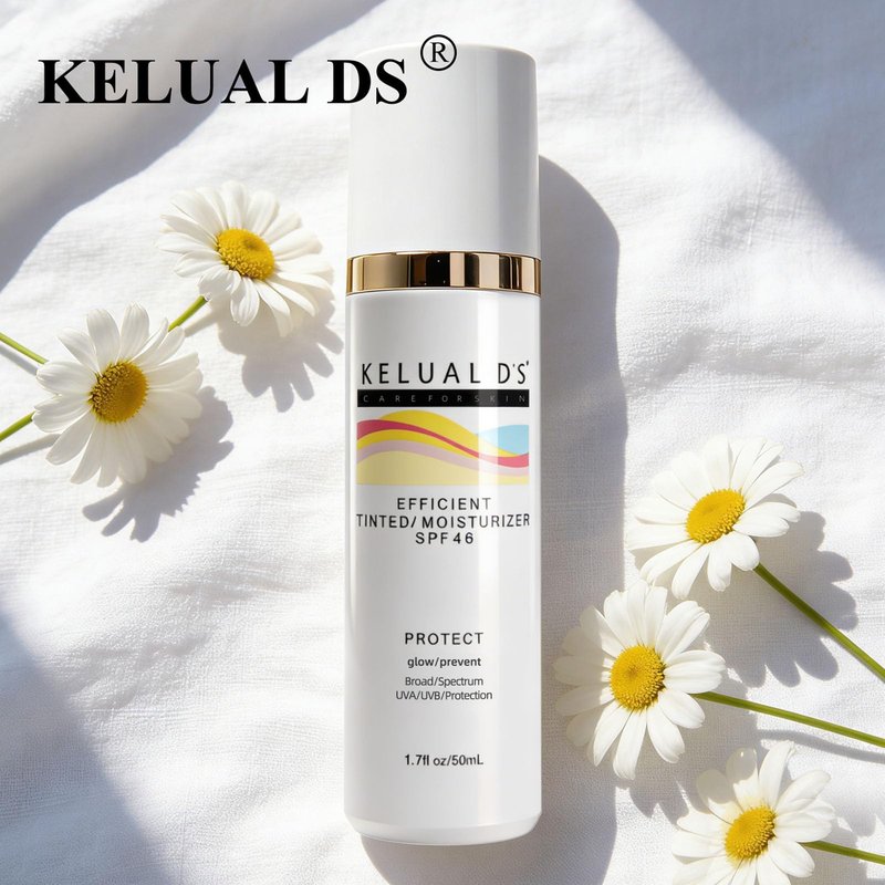 KELUAL DS Anti-Aging Tinted Face Moisturizer & Sheer Face Sunscreen SPF 46, Hydrating Skin Care & Sunscreen Moisturizer,1.7OZ/50ML
