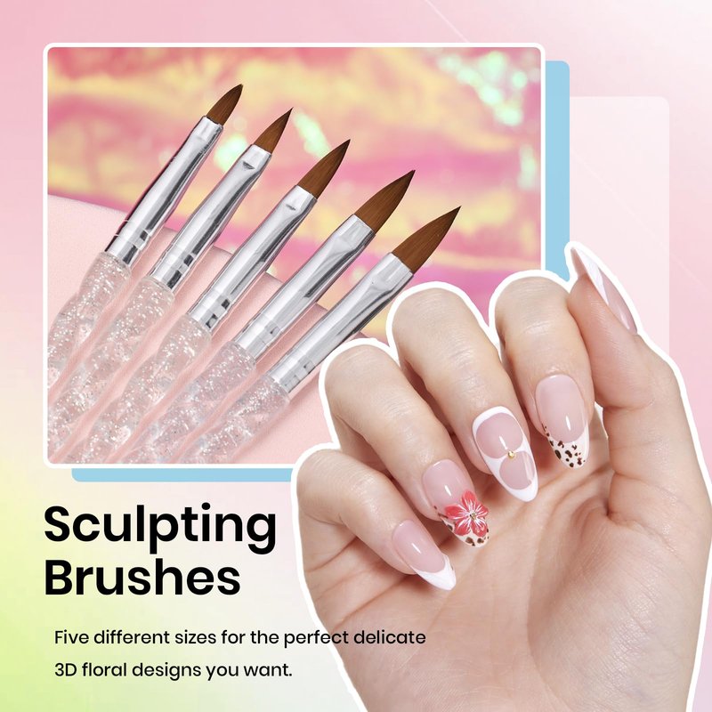 Beetles 31pcs Nail Art Brushes, Dotting Tools, Nail Art Pens, Dust Brush, Striping Liner Fingernail Drawing Pens with Palette Holder All in One for Starter Manicure Design Set
