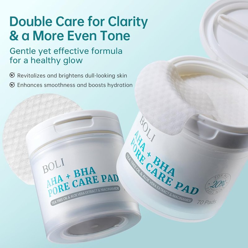 Cleansing Toner Pads - Salicylic Acid Exfoliating Facial Pads with Tea Tree Oil & Niacinamide | 70 Count