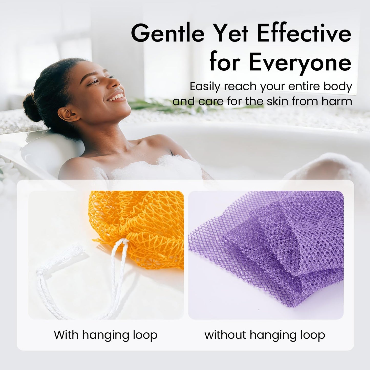 African Net Sponge 5-piece exfoliating Scrub is Suitable for All Skin Types,Bath Sponge for the face and Body, Durable and Gently Exfoliation