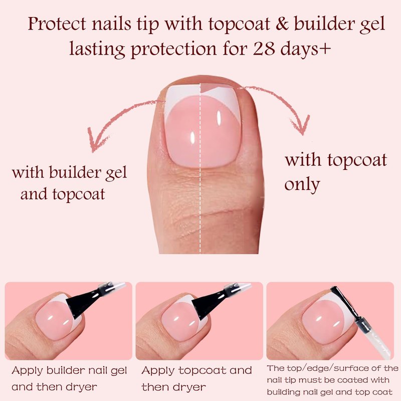 OPkssnails French Gel Nail Tips,240pcs Pre-French Tip Press on Nails, No Need to File Tips Pre-lasting,Full Cover Fake Nails Extension for Women Nail Art DIY 15 Sizes