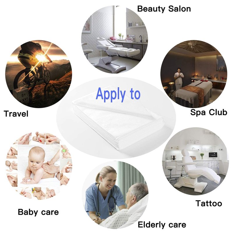 150 PCS Massage Table Sheets Disposable Non Woven SPA Bed Cover Breathable Polypropylene Fabric 31" x 70" Thin, Not Waterproof (White)