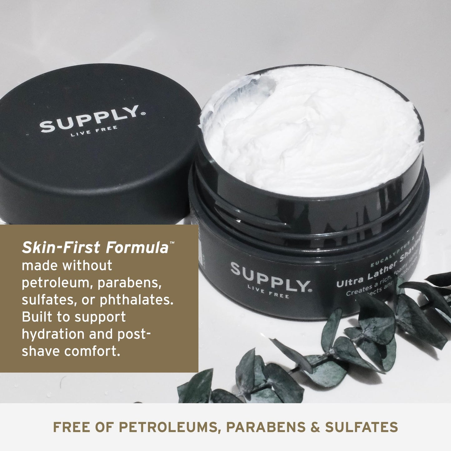 SUPPLY Ultra Lather Shaving Cream for Men – Rich Cushion for Smoother Shave – Helps Reduce Shave Irritation – Fragrance Free – 3.4 oz