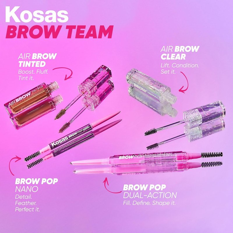 Kosas Air Brow Tinted Eyebrow Gel - Volumizing Formula for Flexible, Long-Lasting Hold | Taupe