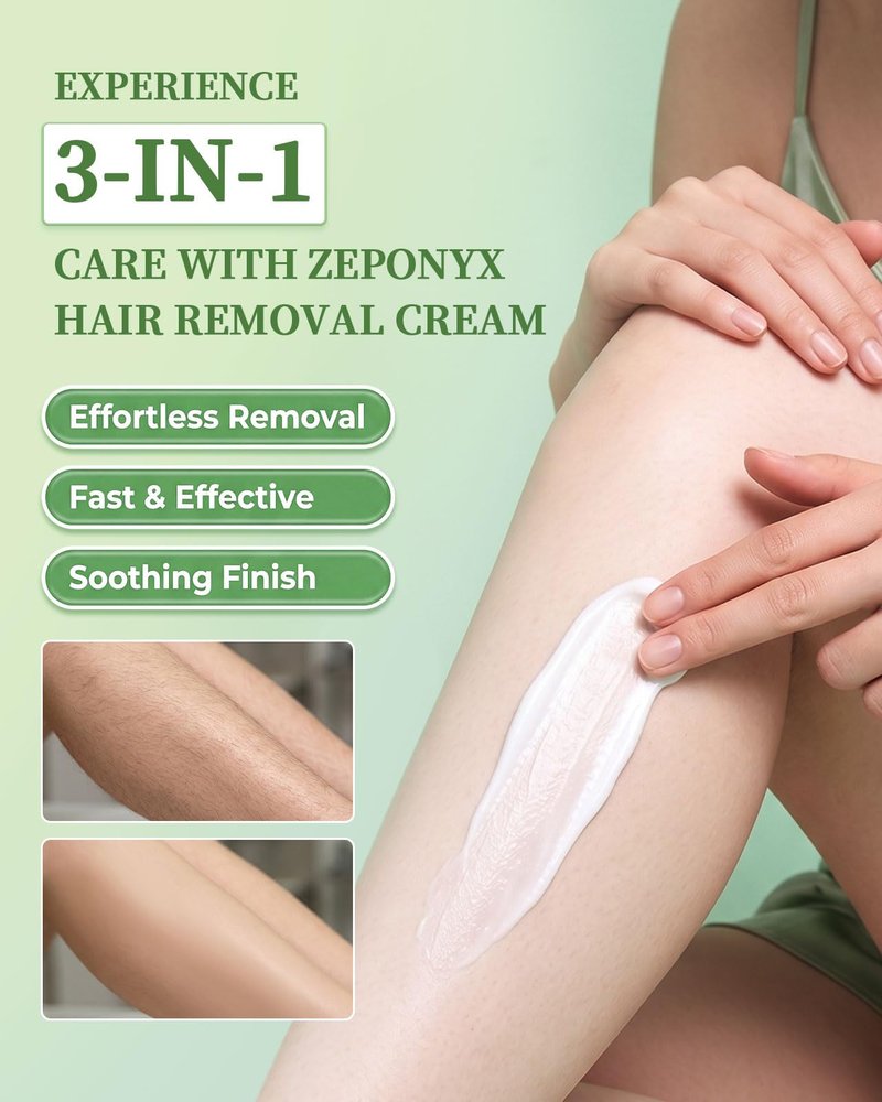 Hair Removal Cream for Women & Men, Gentle & Fast Body Hair Remover, Smooth Skin Finish, Suitable for Legs, Arms, Underarms & Bikini Area, Soothing Formula for Sensitive Skin