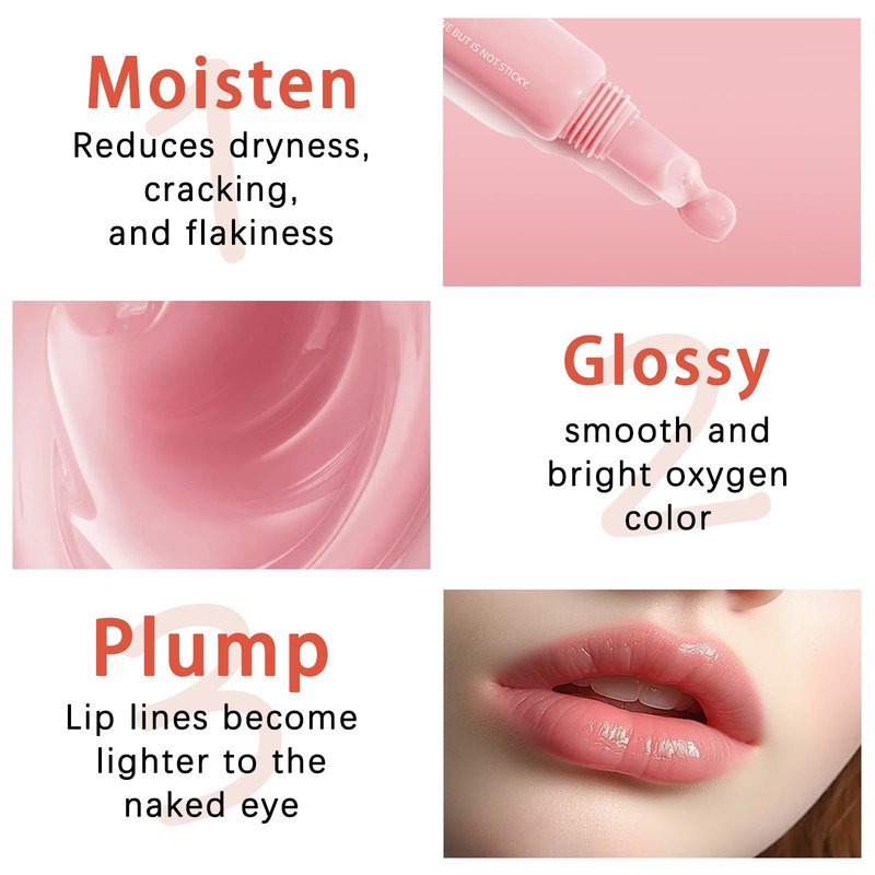 O'CHEAL Lip Gloss for Women, Hydrating Tinted Lip Balm, Natural Glossy Sheer Lip Stain, Lightweight, Plumping, Non Sticky, Long-Lasting, Anti-Wrinkle Lip Butter, Cruelty-Free & Vegan (Pink)