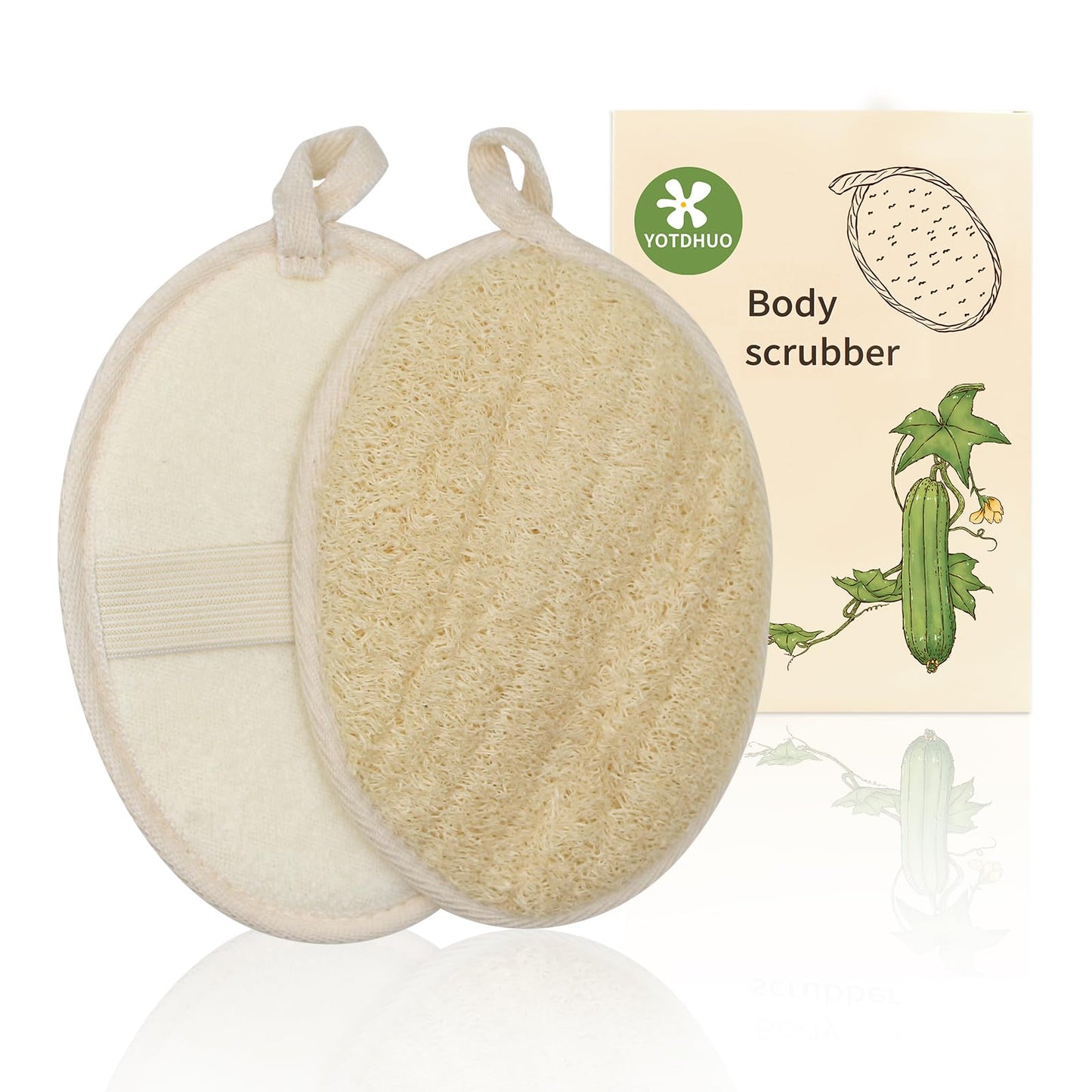 Natural Loofah Exfoliating Body Scrubber(2Pack),Made from Organic Bath Luffa for Women and Men