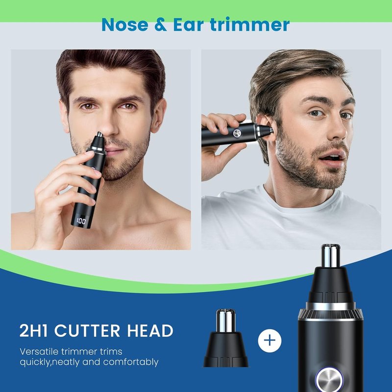 Skiennix Ear and Nose Hair Trimmer - Professional Painless USB Rechargeable Tool with Dual-Edge Blades