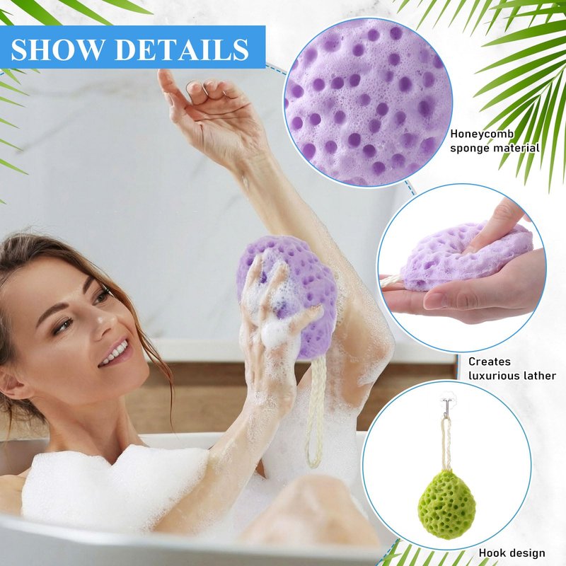 FoldTier 36 Pcs Bath Sponge Deep Cleansing Body Loofah Gentle and Deep Exfoliating Body Scrubber Bath Accessories Men Women Baby Sponge for Bathing Shower (Stylish Color)