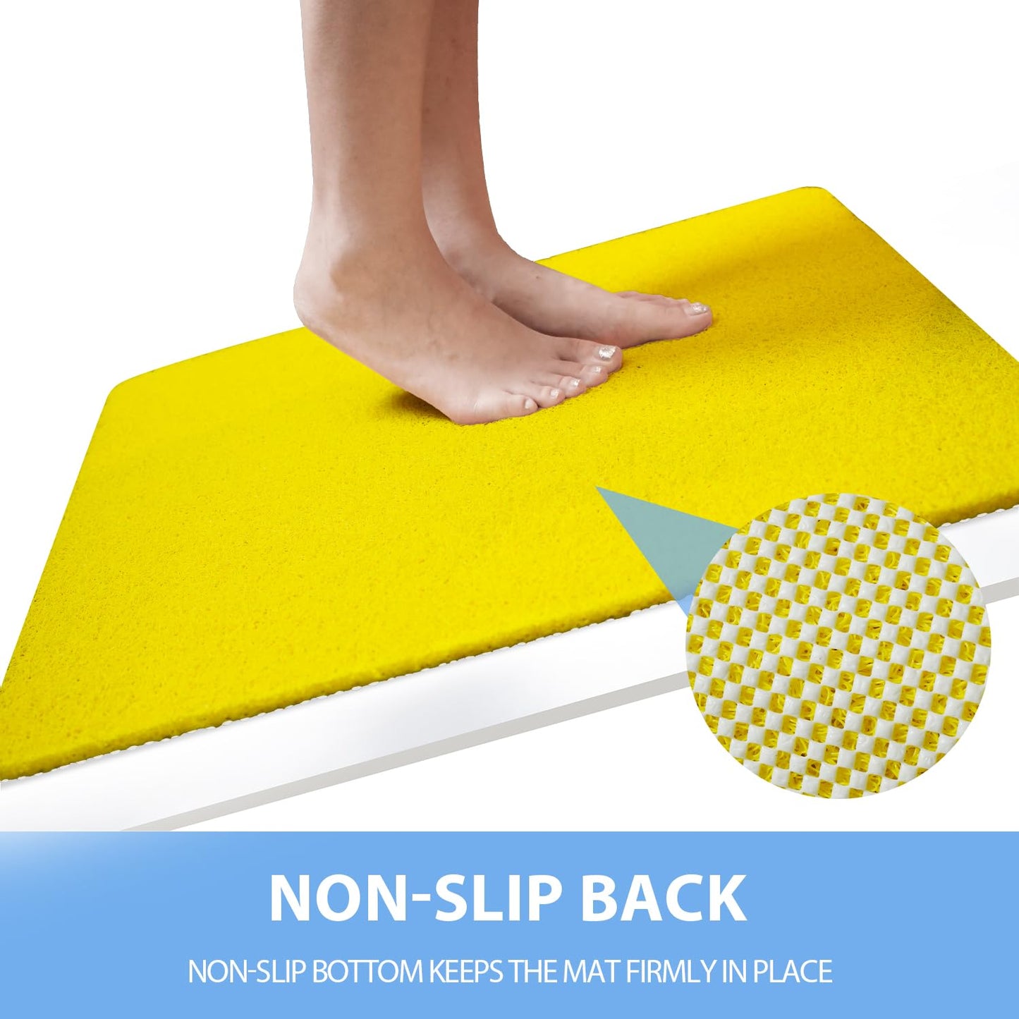 Hargiis Non-Slip Bathtub Mat, Anti Slip Shower Mat, Fast Drying Bathtub Mats, Foot Scrubber Mat, Anti Slip Mat for Tub, Floor, Bathroom, Kitchen, Home, Hotel (Yellow 32"×17")