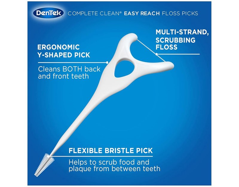 DenTek Floss Picks - Complete Clean Easy Reach, No Break & No Shred | 75-Count, 3 Pack