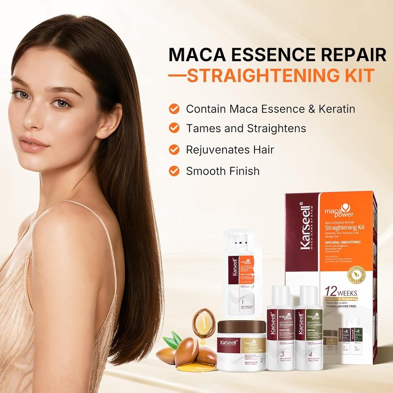 Karseell Maca Essence Hair Treatment Kit - 12 Weeks of Professional Straightening for All Hair Types