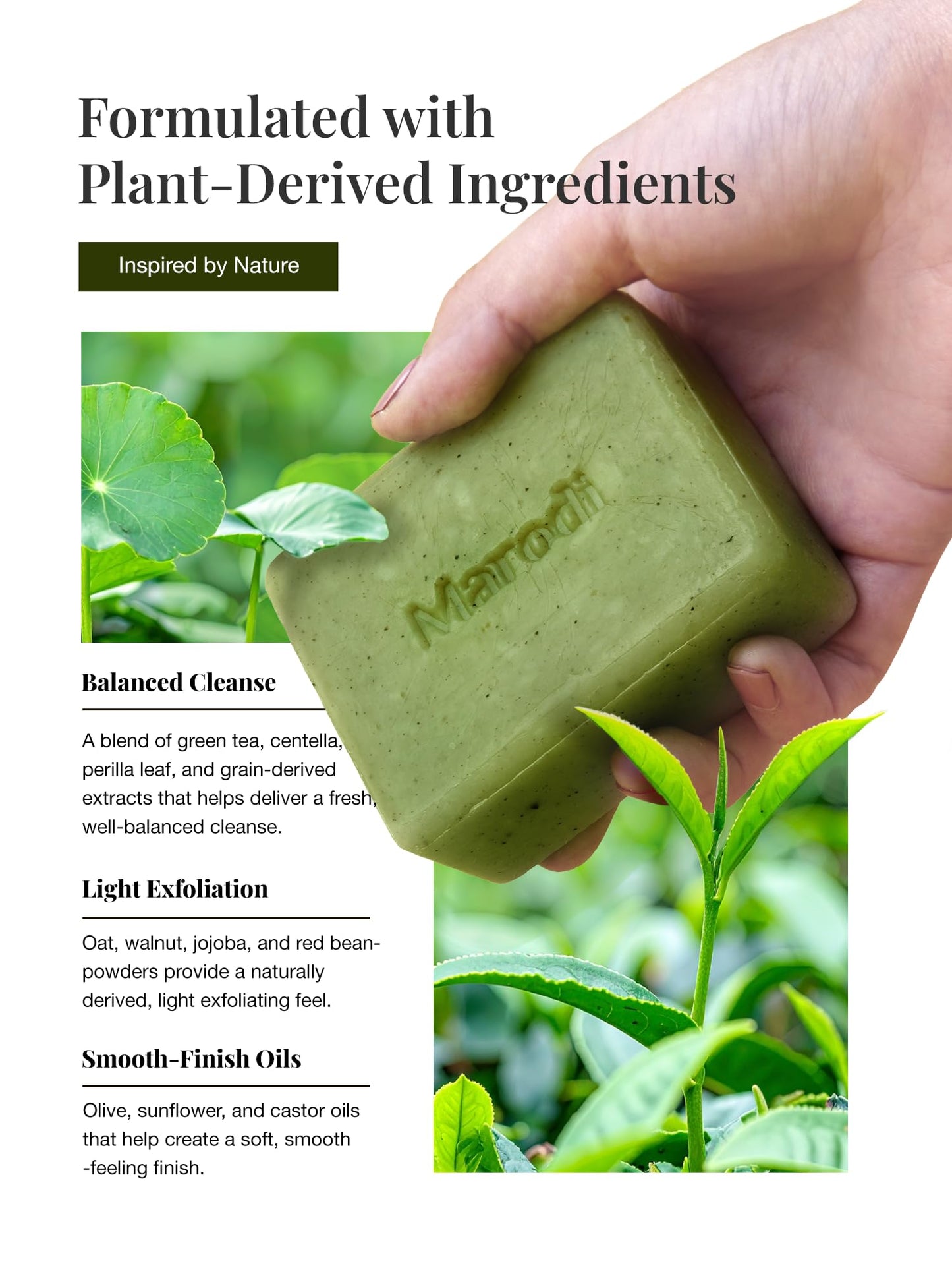 Marodi Body Scrub Bar Soap, 7 Oz (200g), Korean Exfoliating Body Wash Bar with Green Tea & Centella Extract, Subtle Fruity Citrus Scent, Deep Cleaning, Moisturizing & Refreshing, Sunrise Mist