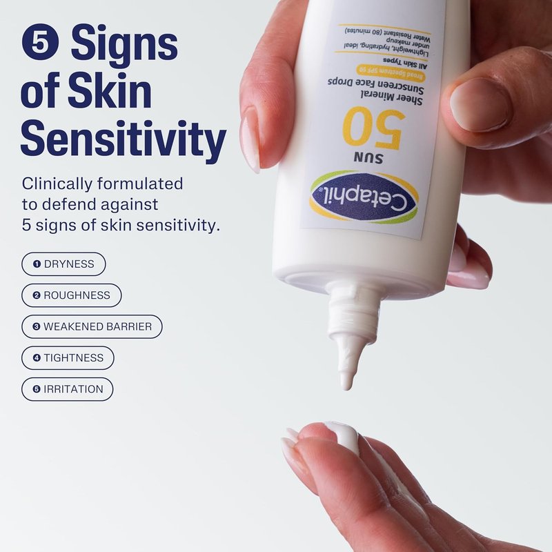 Cetaphil Sheer Mineral Sunscreen - SPF 50 Broad Spectrum UVA/UVB Protection for Sensitive Skin | 1.7 Fl Oz