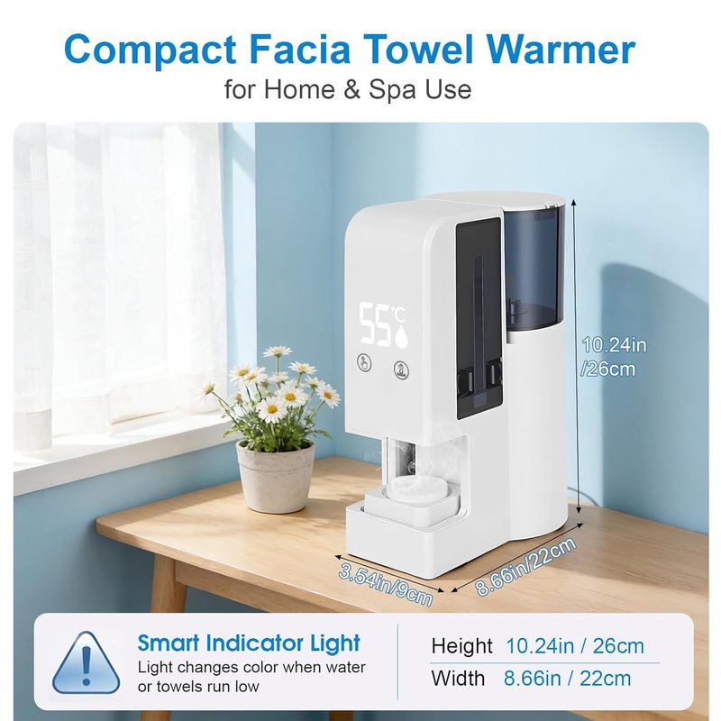 Hot Towel Dispenser,Upgraded Automatic Hot Face Towel Warmer Machine, 5s Instant Heat Facial Towel Warmer with 55°C (131°F) Voice Alert, Wall/Counter Use (100 Towels)