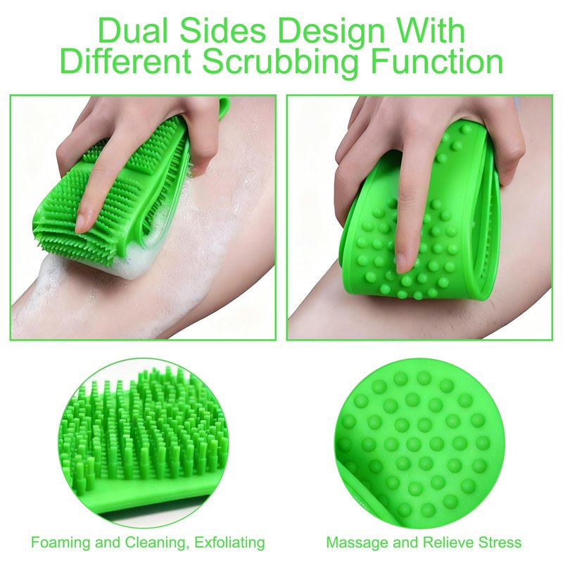 MAYWILLA Silicone Body Scrubber for Shower,Silicone Back Body Scrubber with Handle,27.5 Inch Exfoliating Deep Clean Bath Body Brush Scrubber for Men and Women-2 PCS