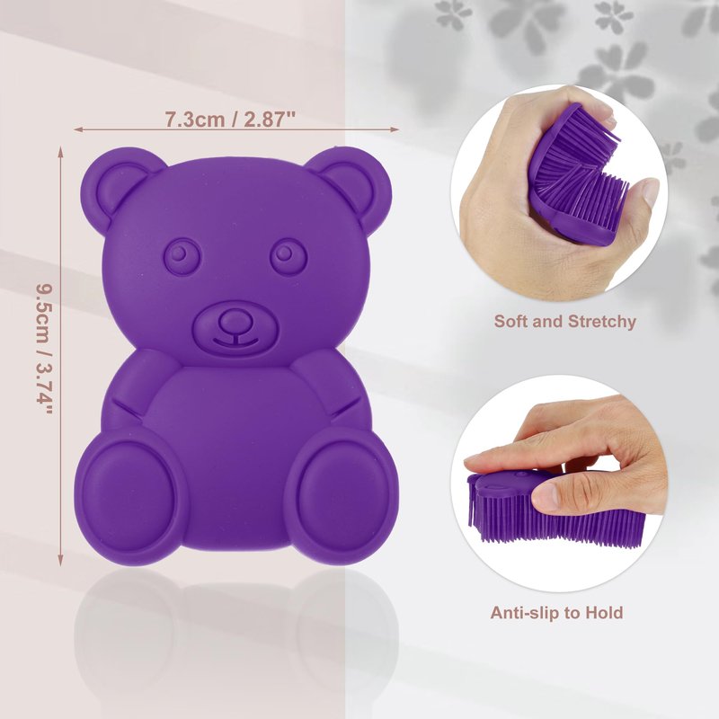 VOCOSTE Soft Silicone Body Scrubber, Sensory Brushes, Silicone Loofah, Pet Shower Brush, Bath Brush, Purple