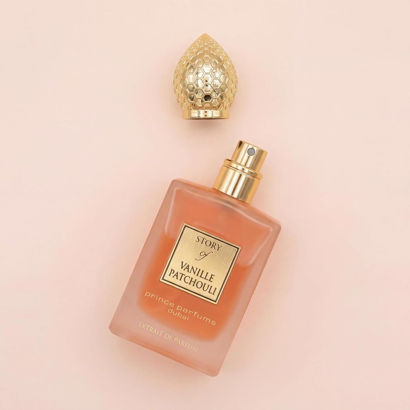 Prince Parfums Dubai | Story of Vanille Patchouli Extrait de Parfum - Alluring Floral Blend of Vanilla & Tonka Bean - 3.4 Oz