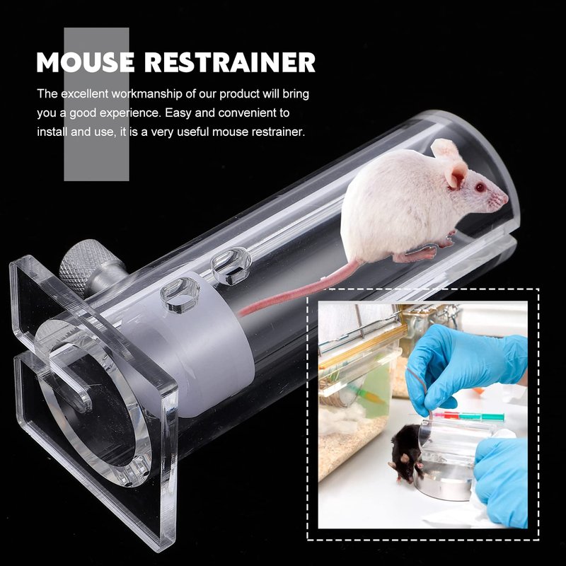 Scicalife Mouse Restrainer, Acrylic Transparent Laboratory Mice Restrainer for Research, Mouse Holder for 25-50G Gram Mice, Cages Fixing Tool Lab Equipment