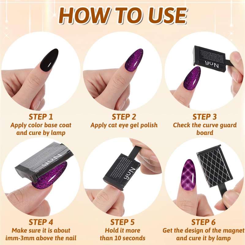 16 PCS Cat Eye Nail Magnet Set, Cat Eye Gel Nail Polish Magnet Wand Double-Head Nails Magnets Stick Nails Design Tools Diverse Glassy Cat-eye Effect Nail-Art DIY Accessories