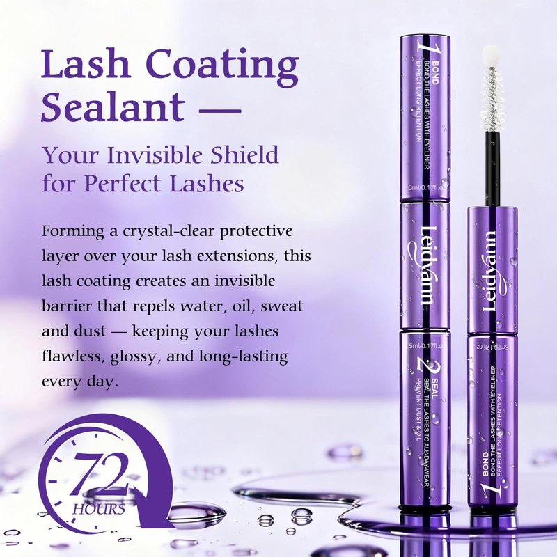 Lash Cluster Glue Bond and Seal 2-in-1 Eyelash Extension Adhesive, Waterproof Lash Glue for Cluster Lashes, Up to 72H Strong Hold, Easy Brush Applicator, Long-Lasting Natural Look