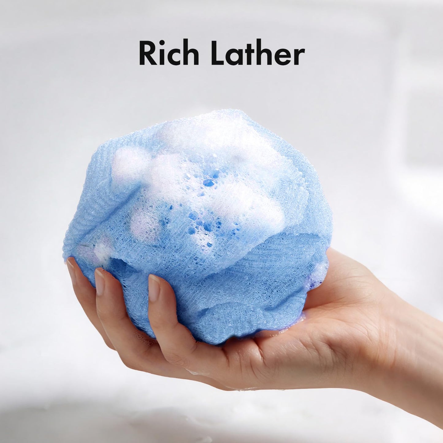 Bathway Exfoliating Washcloth Body Scrubber, 36.8-Inch Quick-Dry Exfoliating Towel, Japanese Loofah Back Scrubber Towel for Women Men (Blue & Rose Red & Yellow, Pack of 3)