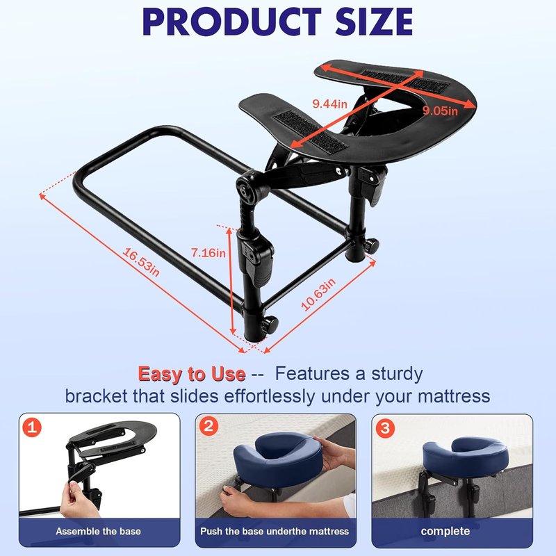Skiennix Massage Headrest - Adjustable Leather Pillow with Face Cradle & Support Bracket | Blue
