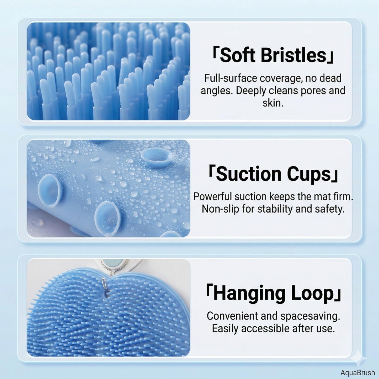 Foot Scrubber in Shower,Shower Foot Scrubber Mat,Silicone Foot Scrubber for Shower,Silicone Body Scrubber with Suction Cups,Bath Feet Scrub Mat with Storage Hook(Blue)
