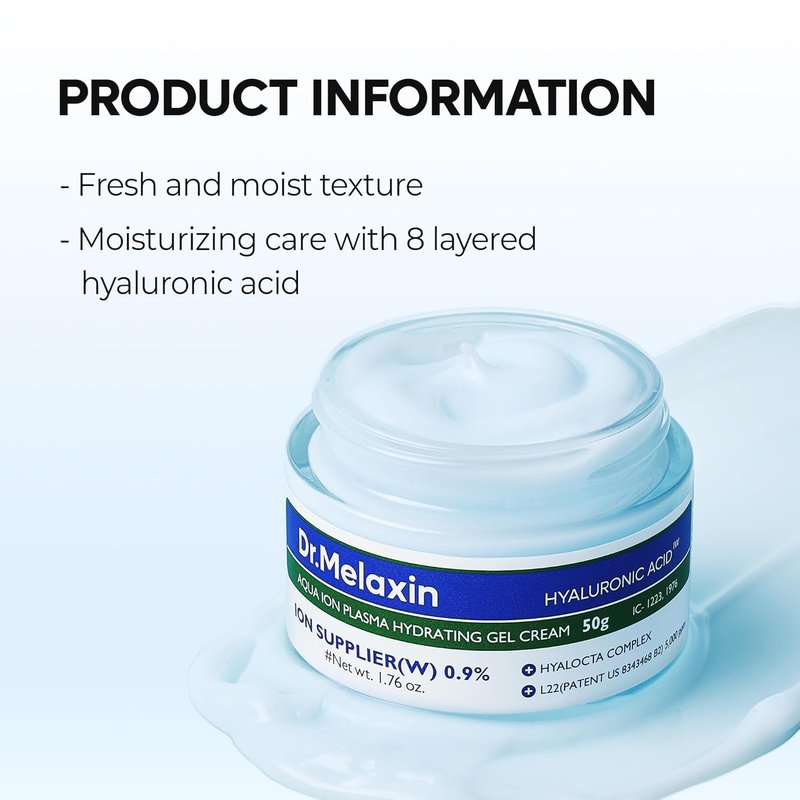 Dr. Melaxin Aqua Ion Plasma Hydrating Gel Cream - Moisturizing for Dry & Sensitive Skin | 50ml (1.69 fl. oz)
