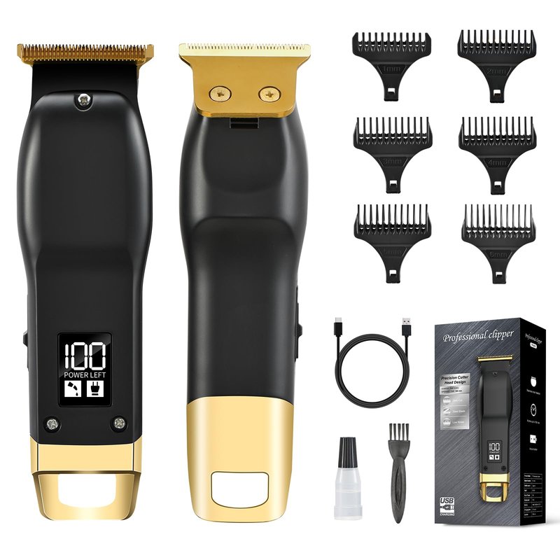 Elehomyou Beard Trimmer for Men - Rechargeable Men's Hair Clippers & Razor, Cordless Hair Trimmer & Shaver for Face, Neck, Groin & Manscaping, Ideal Gift for Men, Black