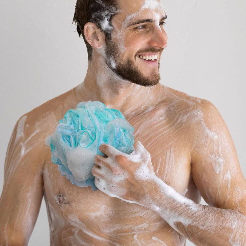 BTYMS XXL Large Loofah Bath Sponge - Exfoliating Mesh Pouf Shower Puffs | Pack of 4, 100g Each