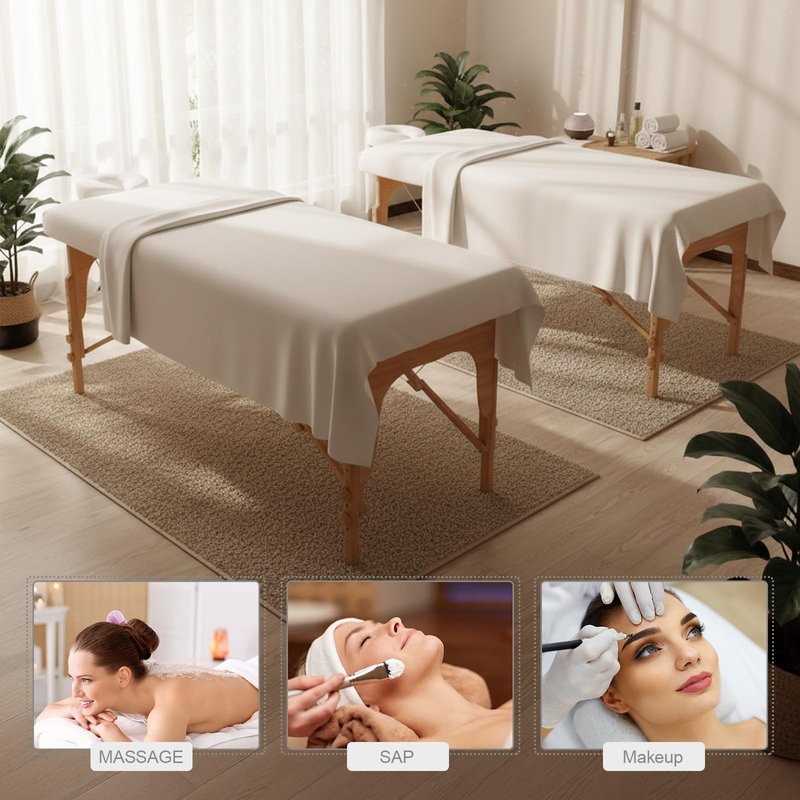 Oudain 4 Sets 3 Piece Soft Microfiber Massage Table Sheets Set Bulk Includes Massage Flat Sheet and Fitted Sheet and Face Rest Cover(White)