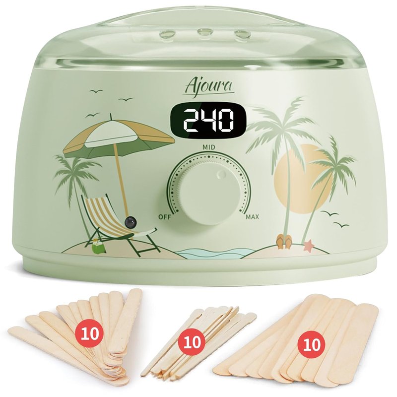 Digital Wax Warmer Kit - 10-Min Quick Heat Hair Removal System with Precision Temp Control | Includes 30 Wax Sticks, Light Green