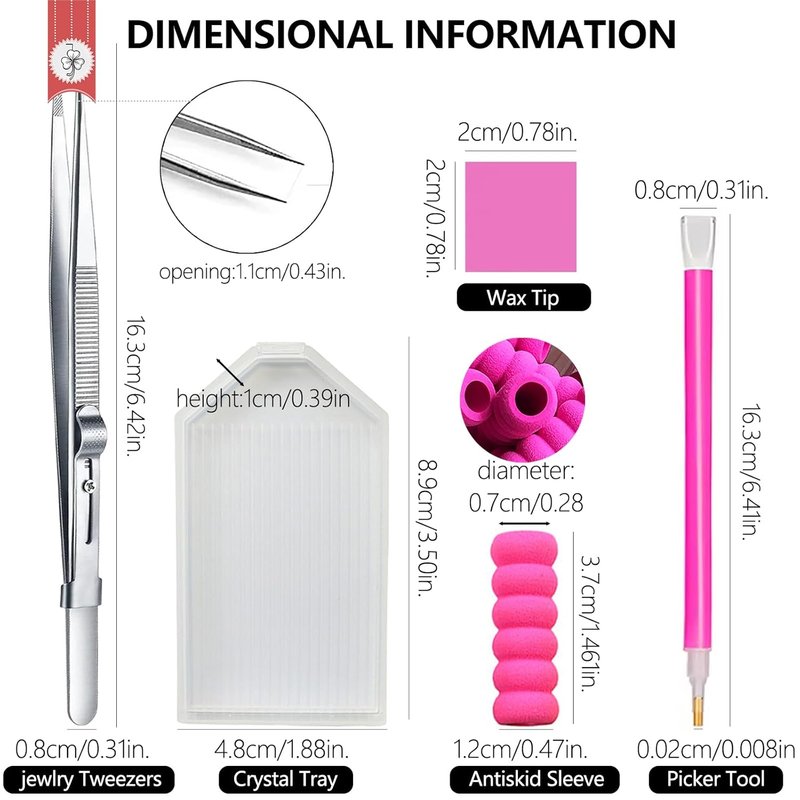 Rhinestone Picker Tool, 4Pcs Dual-head Dotting Tools with 20pcs Clay, Precision Jewelry Tweezers and Diamond Tray, Nail Art Pen for Pick Up Stone, Crystals, Gems, Charms, Diamond Painting