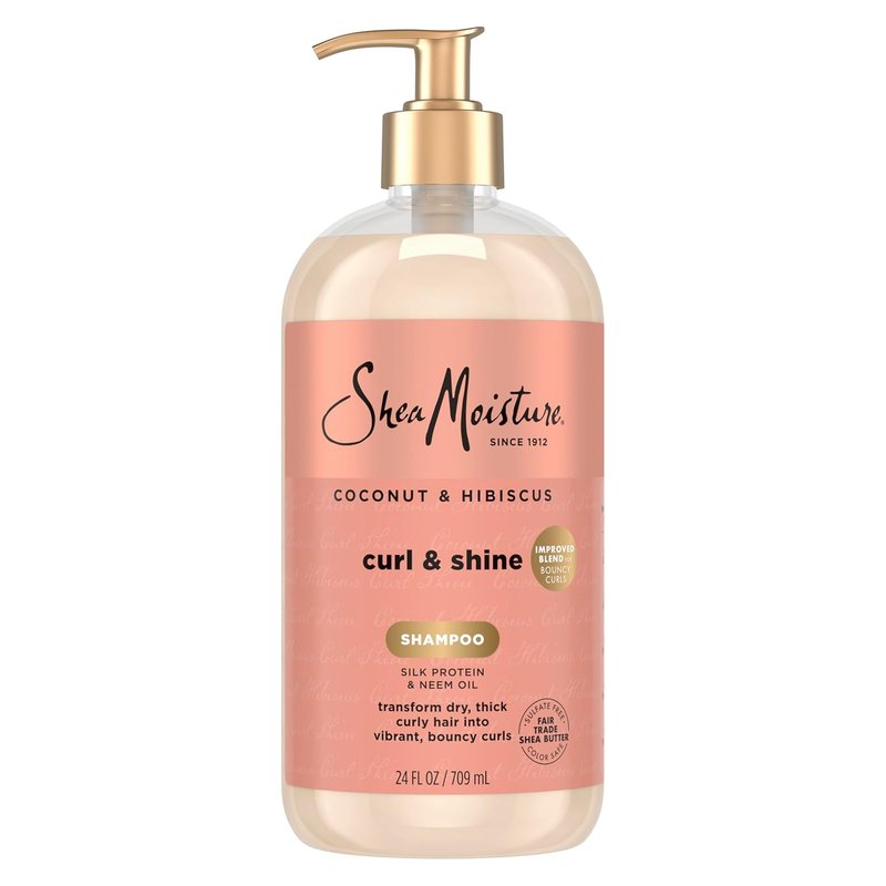 Shea Moisture Coconut & Hibiscus Shampoo for Thick Curly Hair - Hydrating Cleanser, 24 Fl Oz