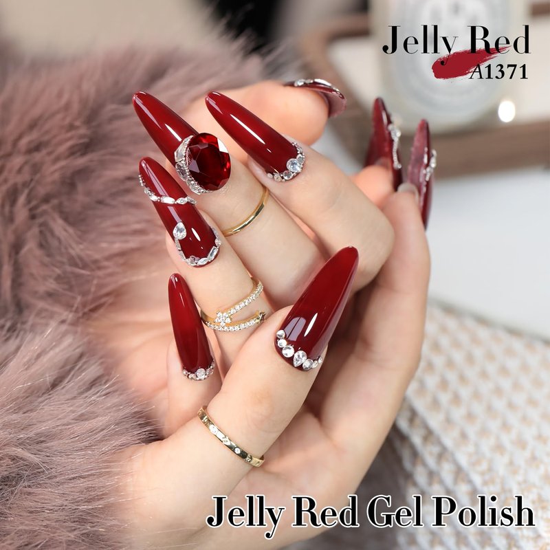 Double Rhythm 15 ML Dark Burgundy Gel Polish Pure Sheer Same Color Same Bottle Gel Polish Art Manicure Salon DIY at Home for Women (Jelly Red-A1371)