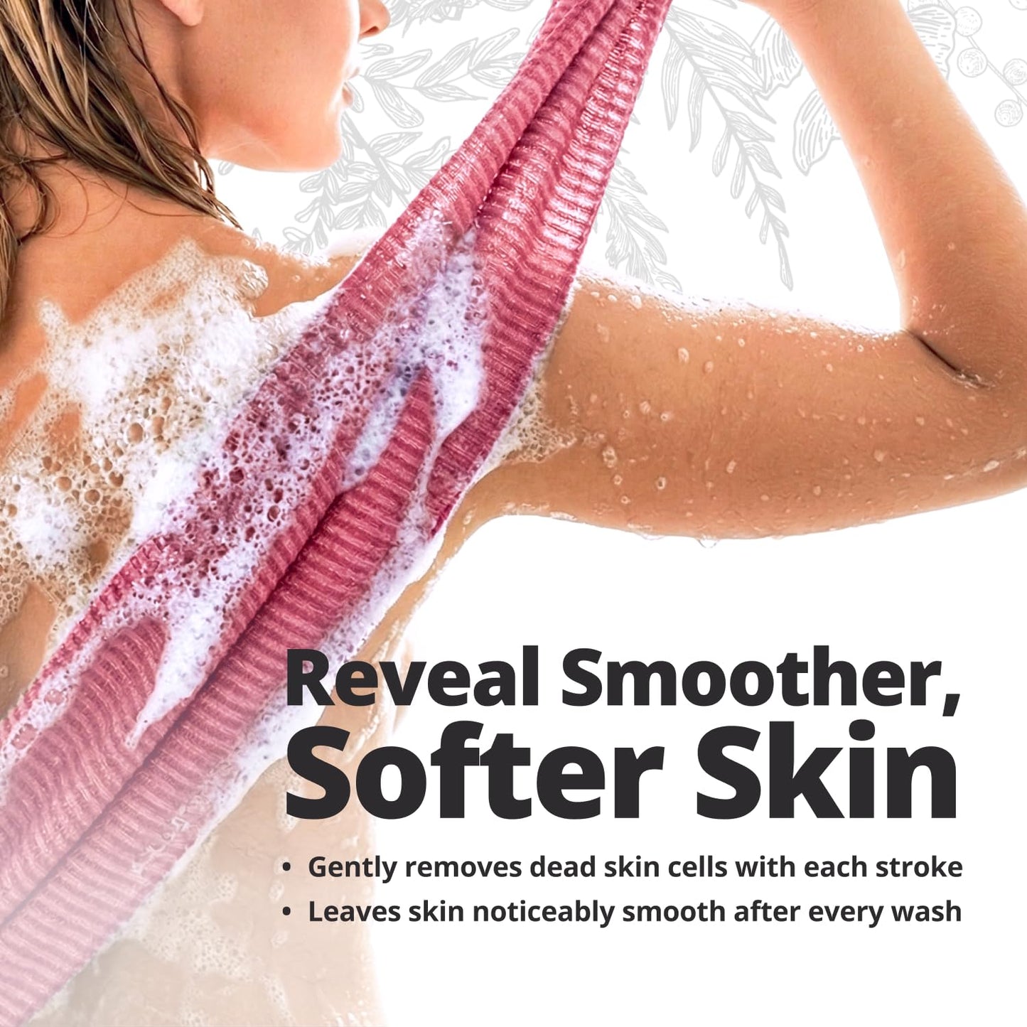 aisen Japan - Gentle Exfoliating Shower Towel, Ultra-Soft Japanese Nylon Body Scrubber, Long 47" Back Towel, Quick-Dry, Colorfast & Odor-Resistant, Made in Japan | Home & Spa (Wine Red)