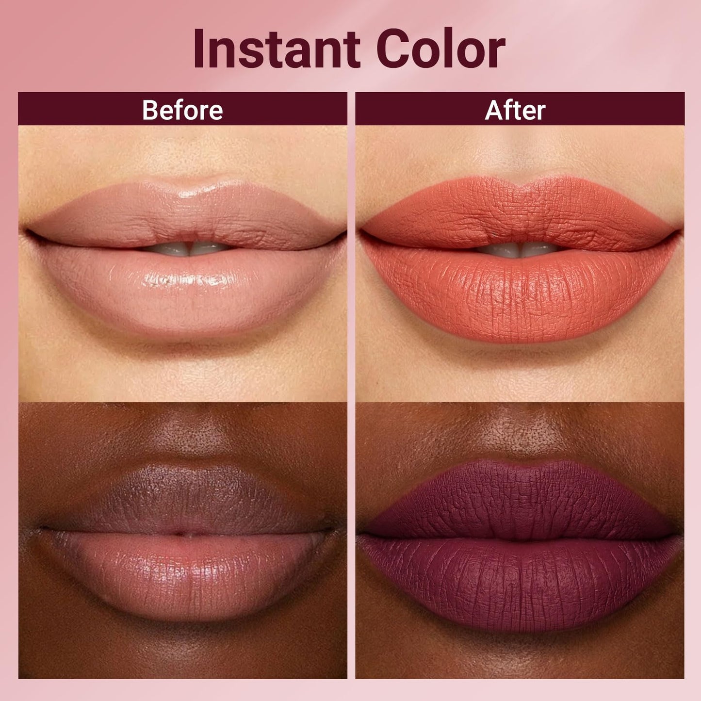 Vevivia Lighting 2Pcs Matte Lipstick Set for Women with Lip-Shaped Case, Velvet Formula for Soft, Full-Coverage Lips, Day to Night Duo Gift Set, Mocha and Plum Each