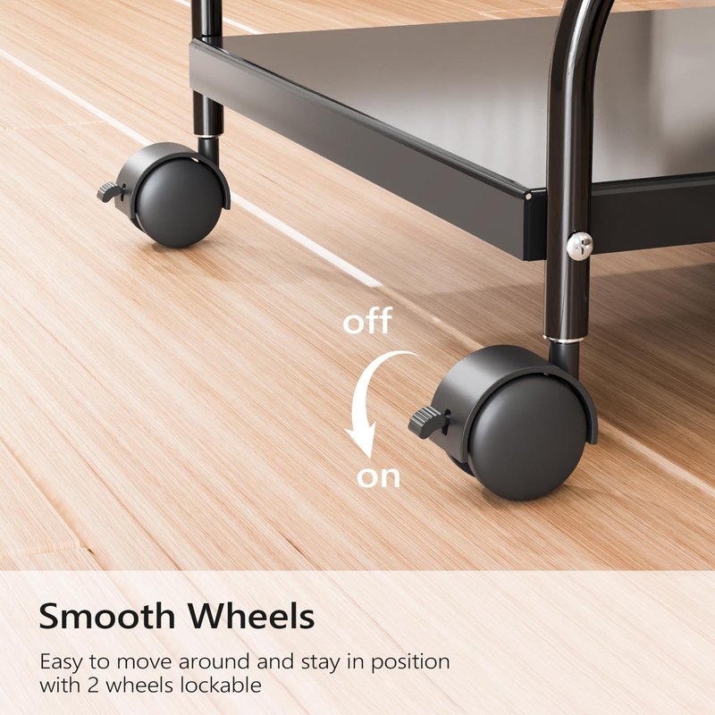 OmySalon Pedicure Cart Foot Bath Trolley, Adjustable Height Salon Trolley with PU Cushion, Portable Nail Esthetician Cart for Manicure & Foot Massage, Beauty Spa Supplies with Locking Wheels (Black)