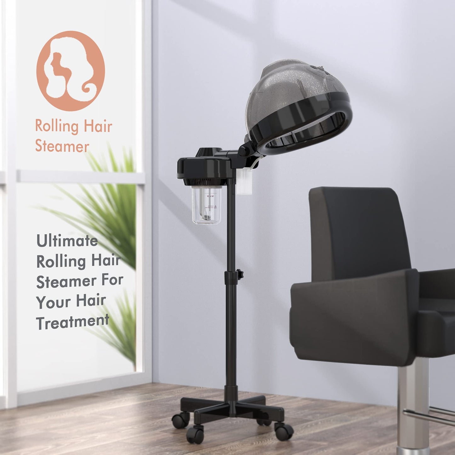 TASALON Standing Hair Steamer for Deep Conditioning - Hooded Steam Cap for Natural, Dyed Hair - Professional Steamer for Hydration, Dry Hair Treatment-Heated Micro Mist Steamer for Spa, Home Use