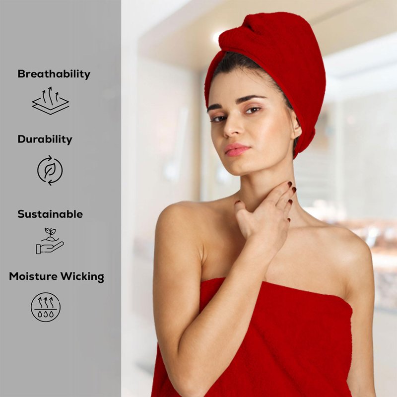 GOLD TEXTILES Premium Red 100% Cotton Bath Towels Set (6 Pack, 24 x 50 Inch) High Absorbency Multipurpose Quick Drying Pool Gym Hotel Spa Bath Towel (6, Red)